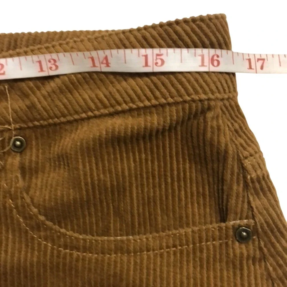Indigo Rein Corduroy Button Front Frayed Hem Camel Brown‎ Womens Skirt Size 9/28